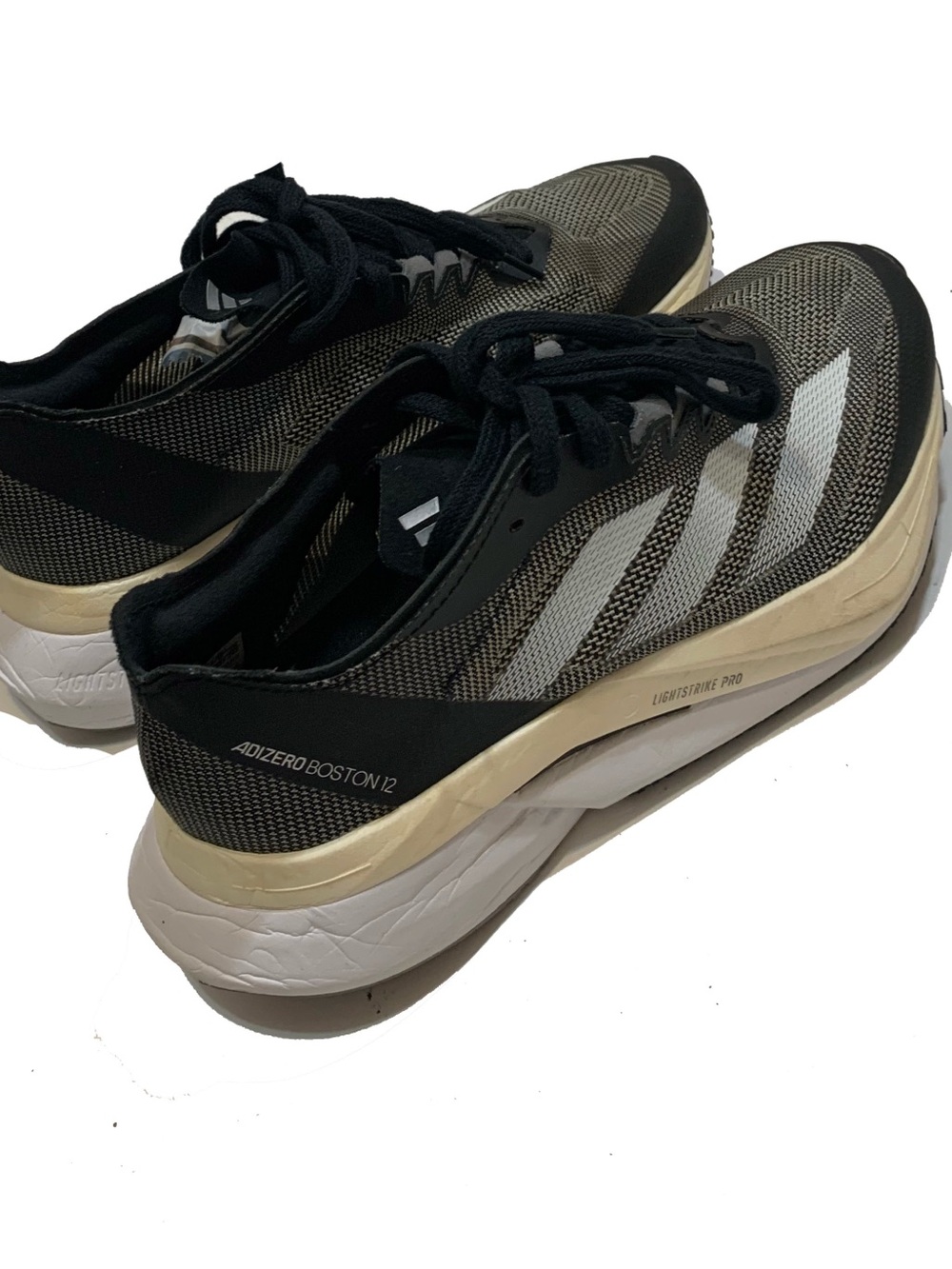 adidas Adizero Boston 12 Men's Running Shoes - Black, Beige, White